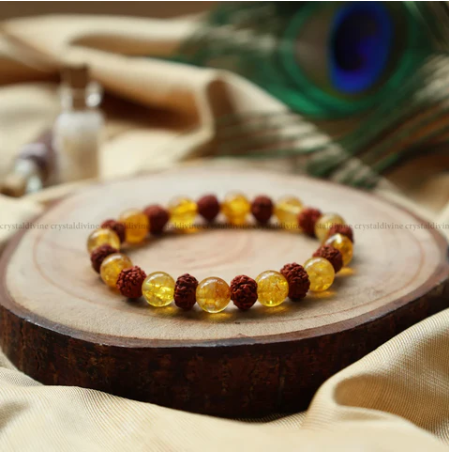 Rudraksha & Citrine Crystal Bracelet (Pack of 2)